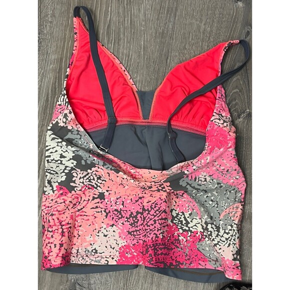 Tankini Top Swimwear Babydoll Layer Pink Gray White Adjustable Size Medium Vacay - Picture 2 of 6